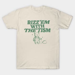 Rizz Em With The Tism Shirt, Retro Unisex Adult T Shirt, Funny Bear Meme T-Shirt